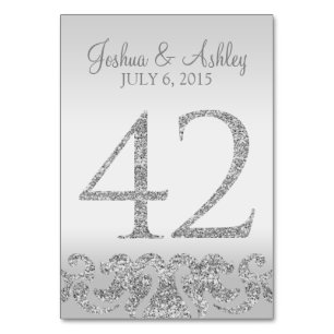 Silver Glitter Look Wedding Table Numbers-42 Table Number