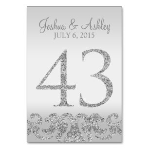 Silver Glitter Look Wedding Table Numbers-43 Table Number