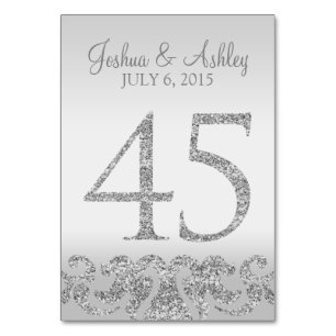 Silver Glitter Look Wedding Table Numbers-45 Table Number