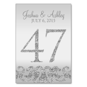 Silver Glitter Look Wedding Table Numbers-47 Table Number