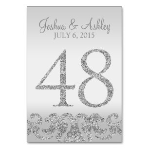 Silver Glitter Look Wedding Table Numbers-48 Table Number