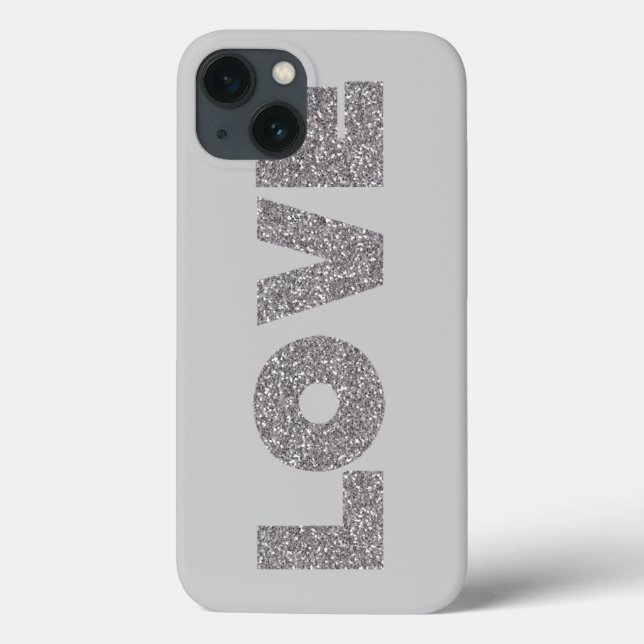 Silver Glitter Love Case-Mate iPhone Case (Back)