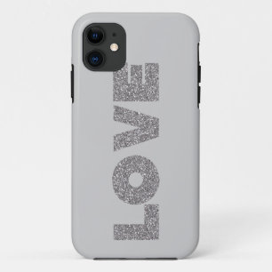Silver Glitter Love iPhone 11 Case