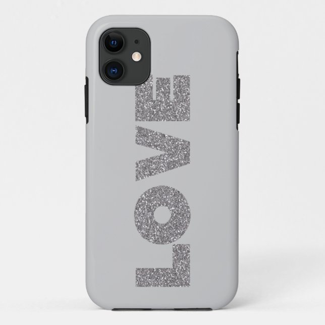 Silver Glitter Love Case-Mate iPhone Case (Back)