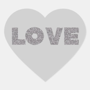 Silver Glitter Love Heart Sticker
