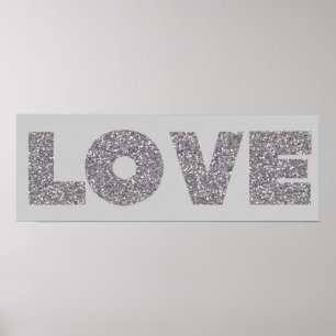 Silver Glitter Love Poster