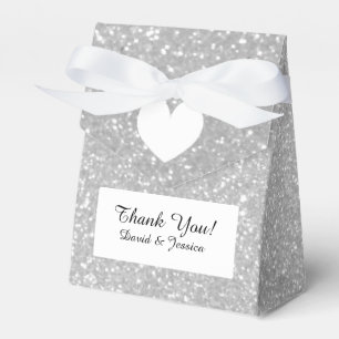 Silver glitter luxury style wedding favour box