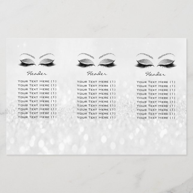 Silver Glitter Makeup Eyes Grey Lash DL Leaflet Flyer (Back)