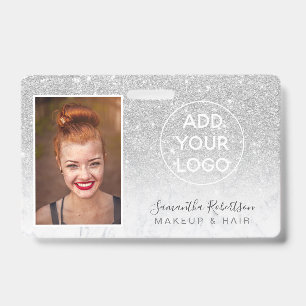 Silver glitter marble logo employee photo pass ID badge