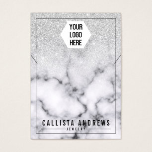 Silver Glitter Marble Ombre Logo Necklace Display