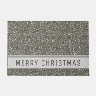 Silver Glitter Merry Christmas Doormat