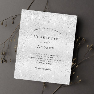 Silver glitter metal elegant social media wedding