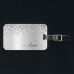 Silver Glitter Metal Monogram Glam Name Luggage Tag<br><div class="desc">Silver Faux Foil Metallic Sparkle Glitter Brushed Metal Monogram Name and Initial Bag or Luggage Tag. This makes the perfect sweet 16 birthday,  wedding,  bridal shower,  anniversary,  baby shower or bachelorette party gift for someone that loves glam luxury and chic styles.</div>