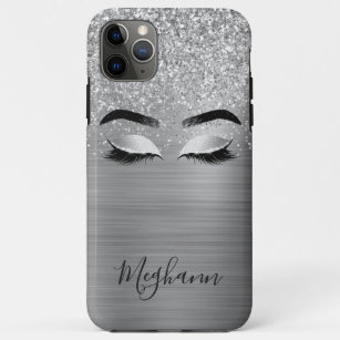  Silver Glitter Metallic Eyelash Beauty Monogram Case-Mate iPhone Case