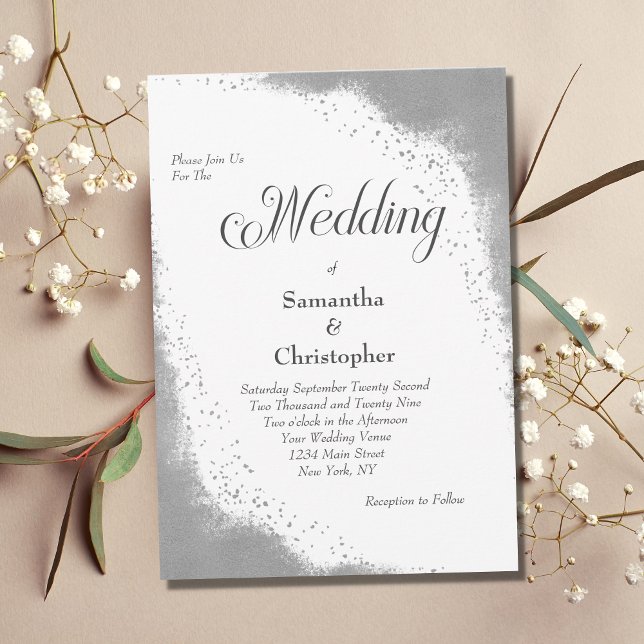 Silver Glitter Modern Elegant Calligraphy Wedding Invitation (Creator Uploaded)