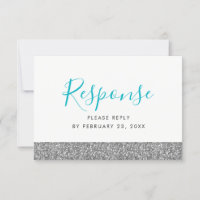 Silver Glitter Modern Fun RSVP Response Card