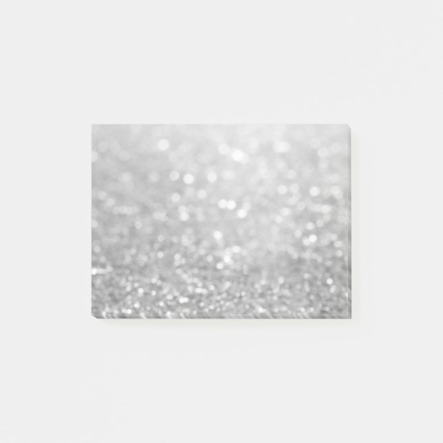 Silver Glitter Modern Post-it Notes (Front)
