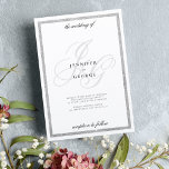 Silver glitter monogram initials white wedding invitation<br><div class="desc">A chic elegant  sophisticate silver glitter monogram initials stylish elegant theme white wedding invitations.</div>
