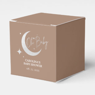 Silver glitter moon and stars oh baby shower favour box