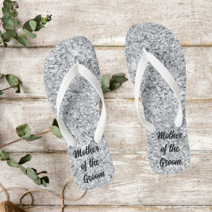 Silver Glitter Mother of The Bride Groom Wedding Thongs