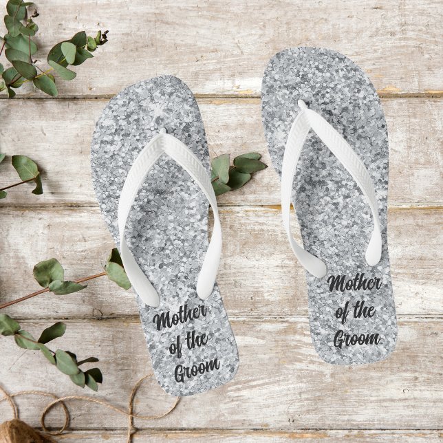 Silver Glitter Mother of The Bride Groom Wedding Thongs (Creator Uploaded)