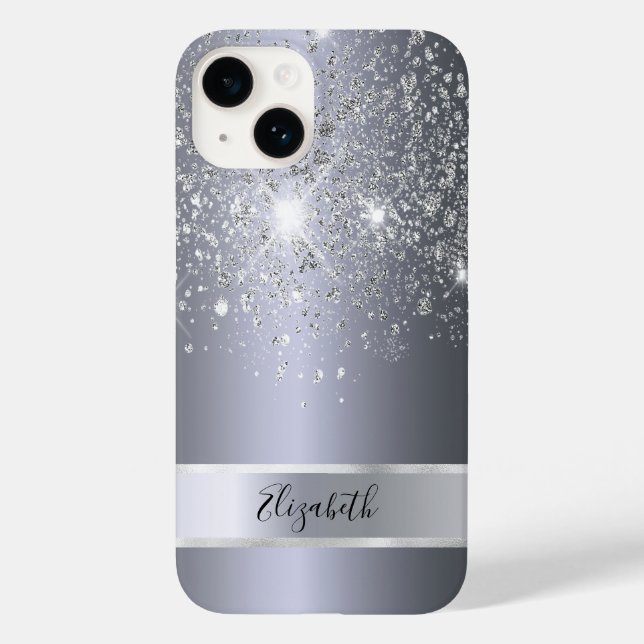 Silver glitter name Case-Mate iPhone case (Back)