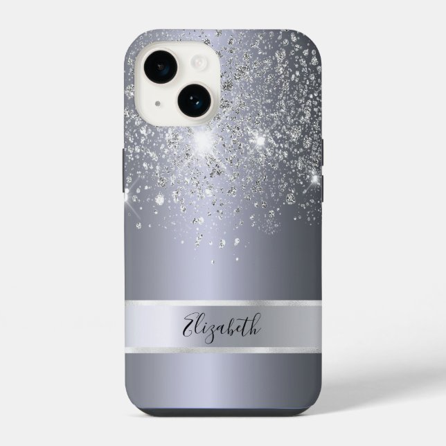 Silver glitter name iPhone case (Back)