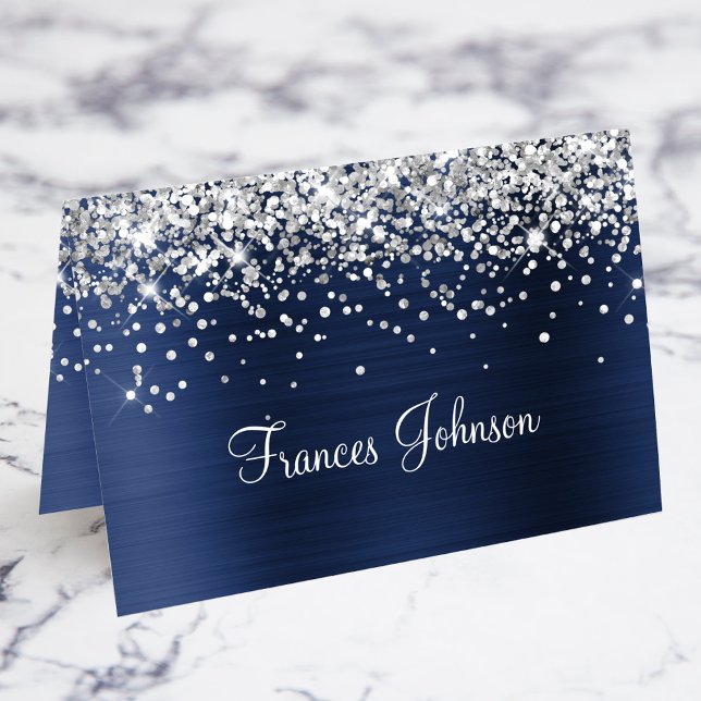 Silver Glitter Navy Blue Individual Place Cards (Silver Glitter Navy Blue Individual Place Cards)