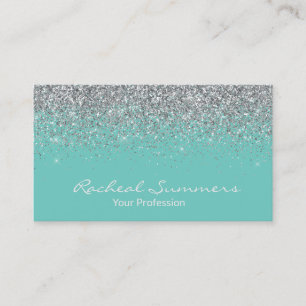 Silver Glitter Ombre Fading Modern Chic Business Card