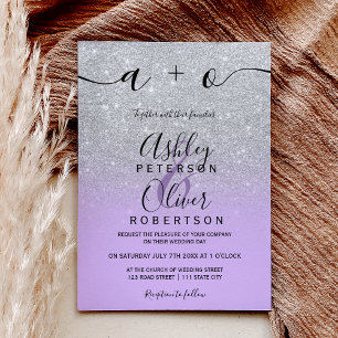 Silver glitter ombre lavender budget wedding