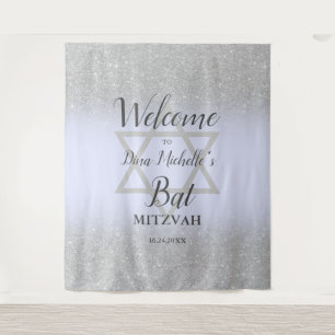 Silver glitter ombre lavender chic Bat Mitzvah Tapestry