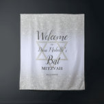 Silver glitter ombre lavender chic Bat Mitzvah Tapestry<br><div class="desc">CHic silver glitter ombre purple lavender Bat Mitzvah party Welcome sign.</div>