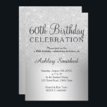 Silver glitter ombre metallic 60th birthday invitation<br><div class="desc">A chic and luxurious silver glitter ombre metallic foil design with elegant calligraphy typography for a 60th birthday invitation .</div>