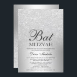 Silver glitter ombre metallic chic Bat Mitzvah Invitation<br><div class="desc">A chic and luxurious silver glitter ombre metallic foil design with elegant calligraphy typography for a Bat Mitzvah invitation.</div>