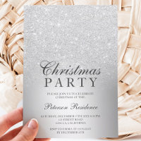 Silver glitter ombre metallic foil Christmas