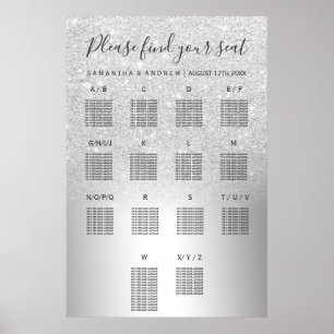 Silver glitter ombre metallic seating chart