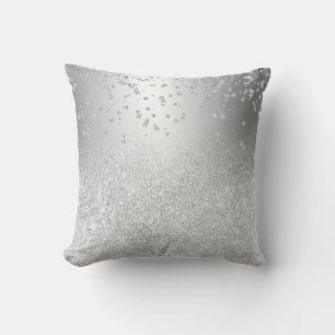 Silver glitter ombre metallic sparkles confetti cushion