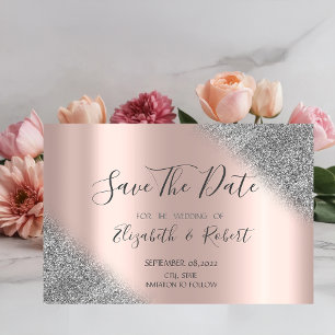 Silver Glitter Ombre Rose Gold Save The Date