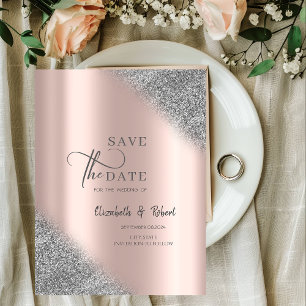 Silver Glitter Ombre Rose GoldSave The Date Save The Date