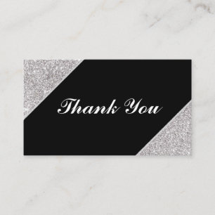 Silver glitter on Black Thank You Enclosure Card