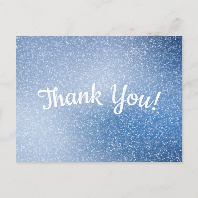 Silver glitter on blue background Thank You Postcard (Front)