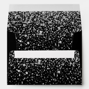 Silver Glitter on Pure Black Envelope