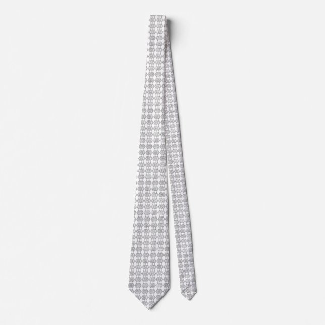 Silver Glitter Overlap Diamond Pattern Tie (Front)