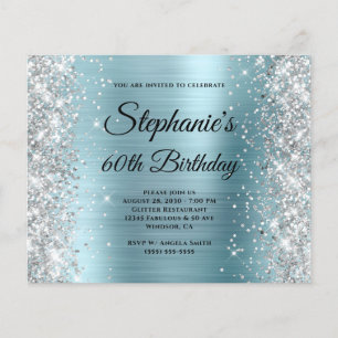 Silver Glitter Pale Blue Foil 60th Birthday Flyer