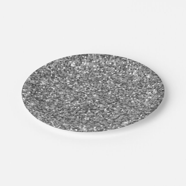 Silver Glitter Paper Plate (Angled)