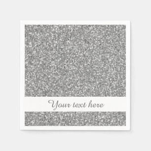 Silver Glitter Pattern Look-like With Custom Text Napkin