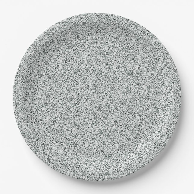 Silver Glitter Pattern Paper Plate (Front)
