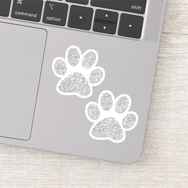 Silver Glitter Paw Prints Sticker (Detail)