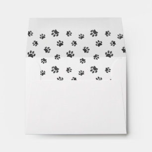 Silver Glitter Paw Prints with Name and Address Envelope