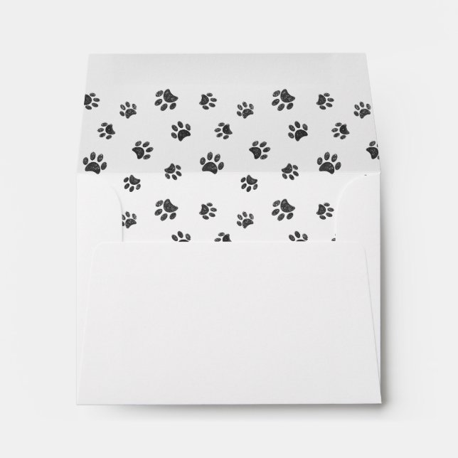 Silver Glitter Paw Prints with Name and Address Envelope (Back (Bottom))